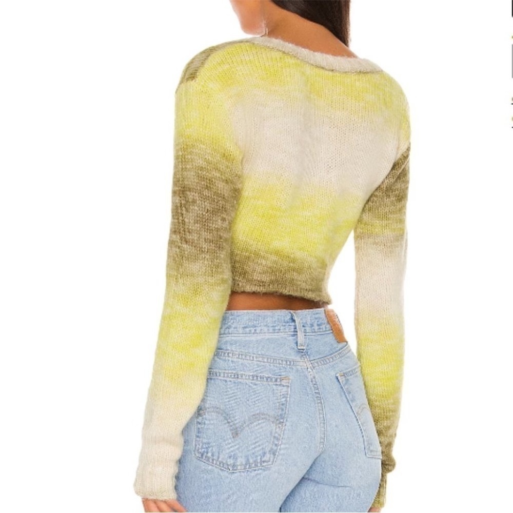 For Love & Lemons Celeste Twist Front Crop Sweater in Green Size XS NWT - Picture 4 of 4